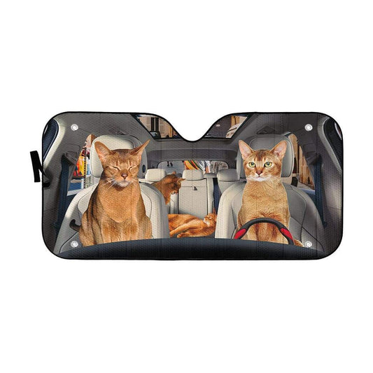 Gearhumans 3D Abyssinian Cat Custom Car Auto Sunshade