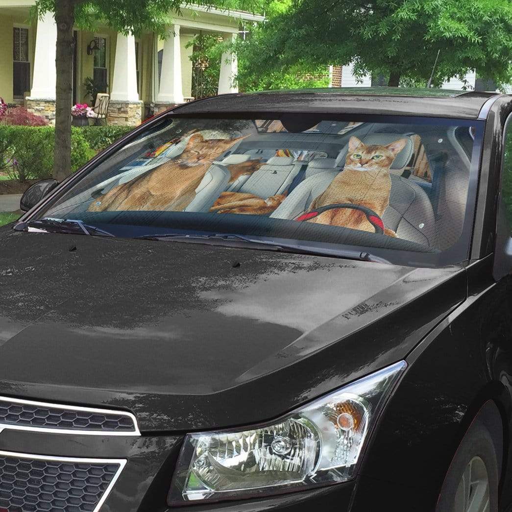Gearhumans 3D Abyssinian Cat Custom Car Auto Sunshade