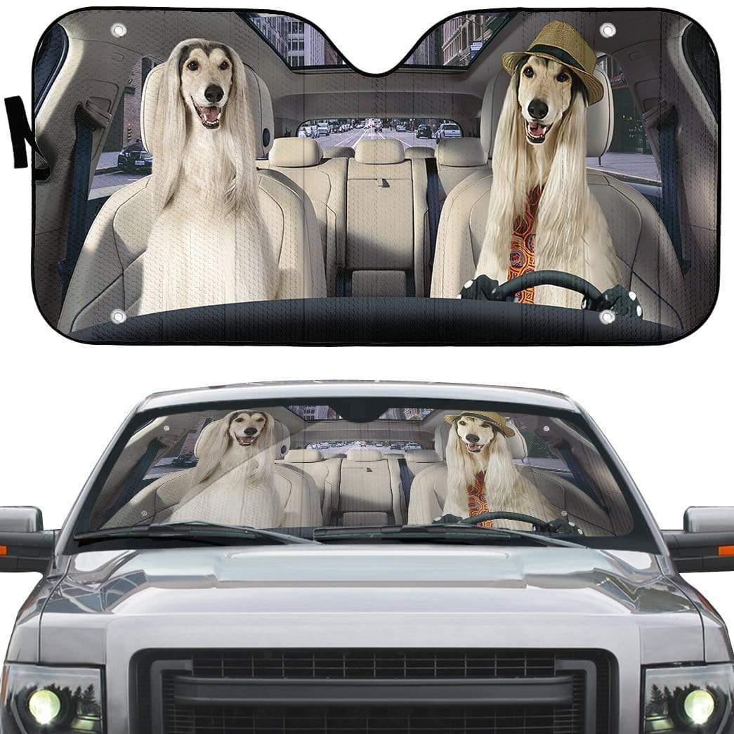 Gearhumans 3D Afghan Hound Dog Custom Car Auto Sunshade