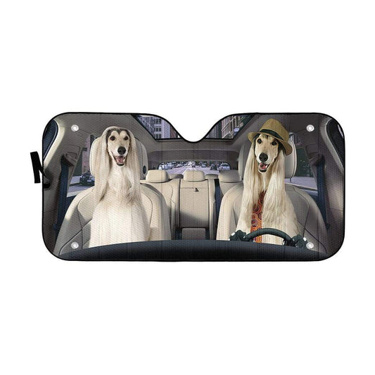 Gearhumans 3D Afghan Hound Dog Custom Car Auto Sunshade