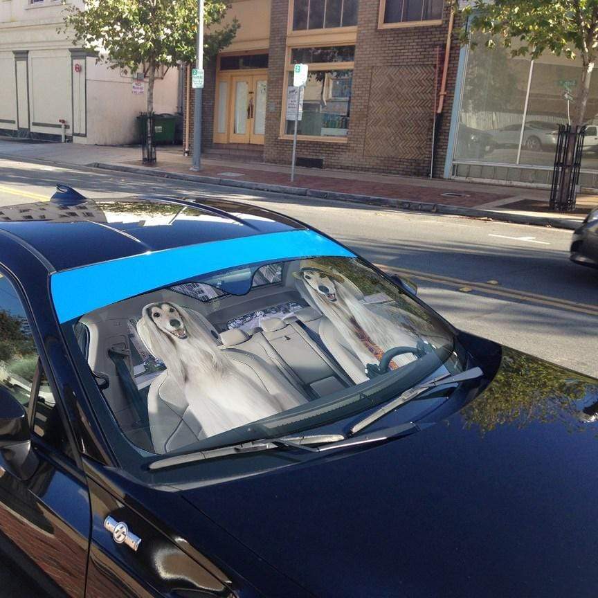 Gearhumans 3D Afghan Hound Dog Custom Car Auto Sunshade