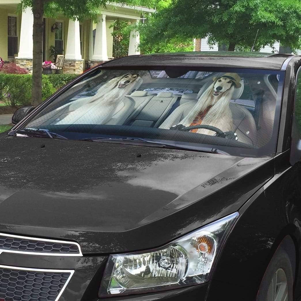 Gearhumans 3D Afghan Hound Dog Custom Car Auto Sunshade