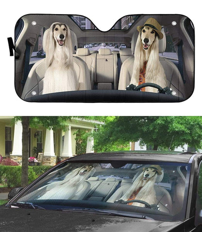 Gearhumans 3D Afghan Hound Dog Custom Car Auto Sunshade