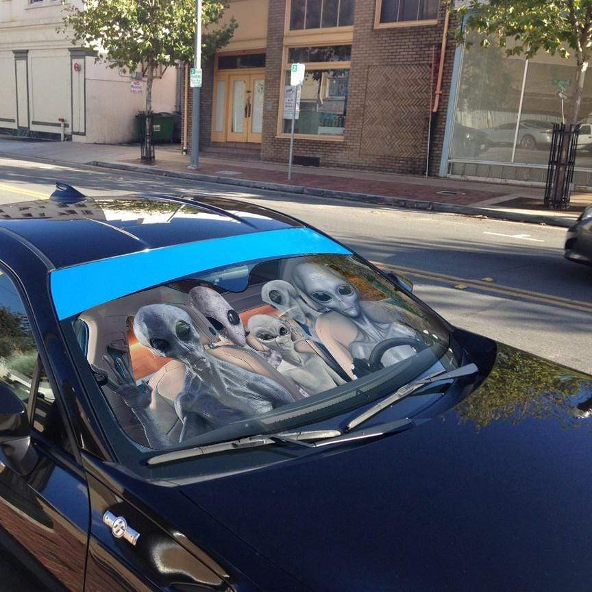 Gearhumans 3D Alien Family Custom Car Auto Sunshade