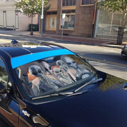 Gearhumans 3D Alien Family Custom Car Auto Sunshade