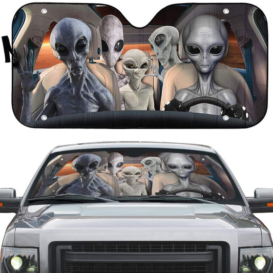 Alien Car Sun Shade All Types Of Aliens Family Winshield Sun Shade Gray