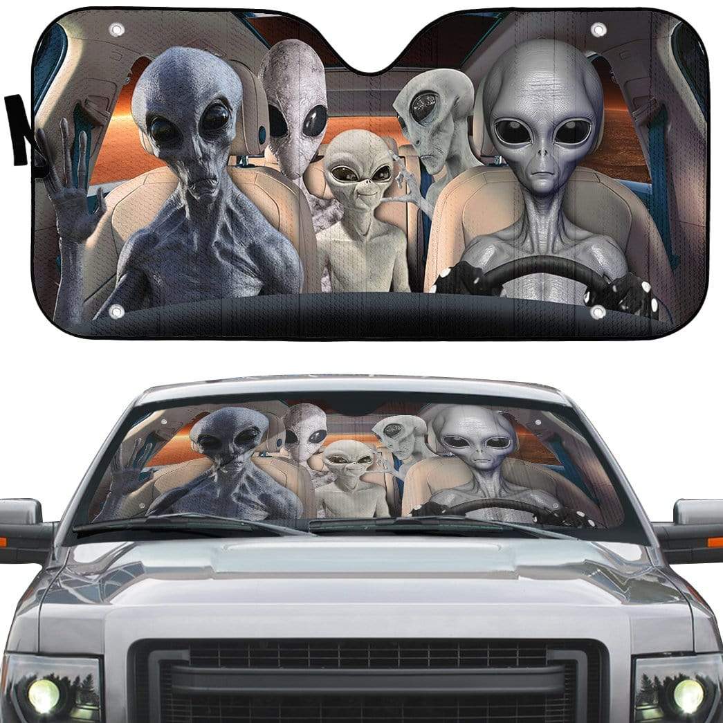 Gearhumans 3D Alien Family Custom Car Auto Sunshade