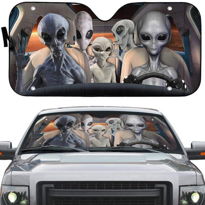 Gearhumans 3D Alien Family Custom Car Auto Sunshade