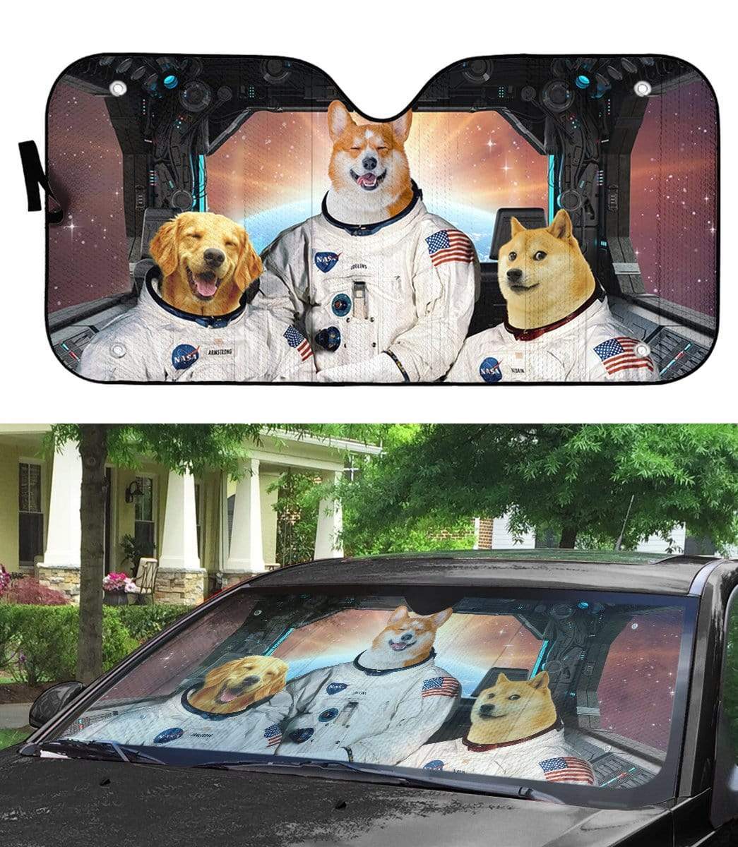 Gearhumans 3D Astrodogs Custom Car Auto Sunshade