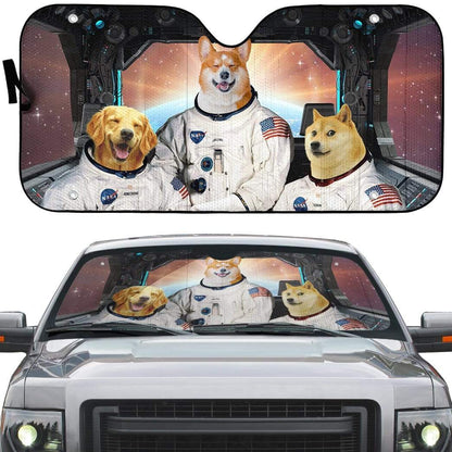 Gearhumans 3D Astrodogs Custom Car Auto Sunshade