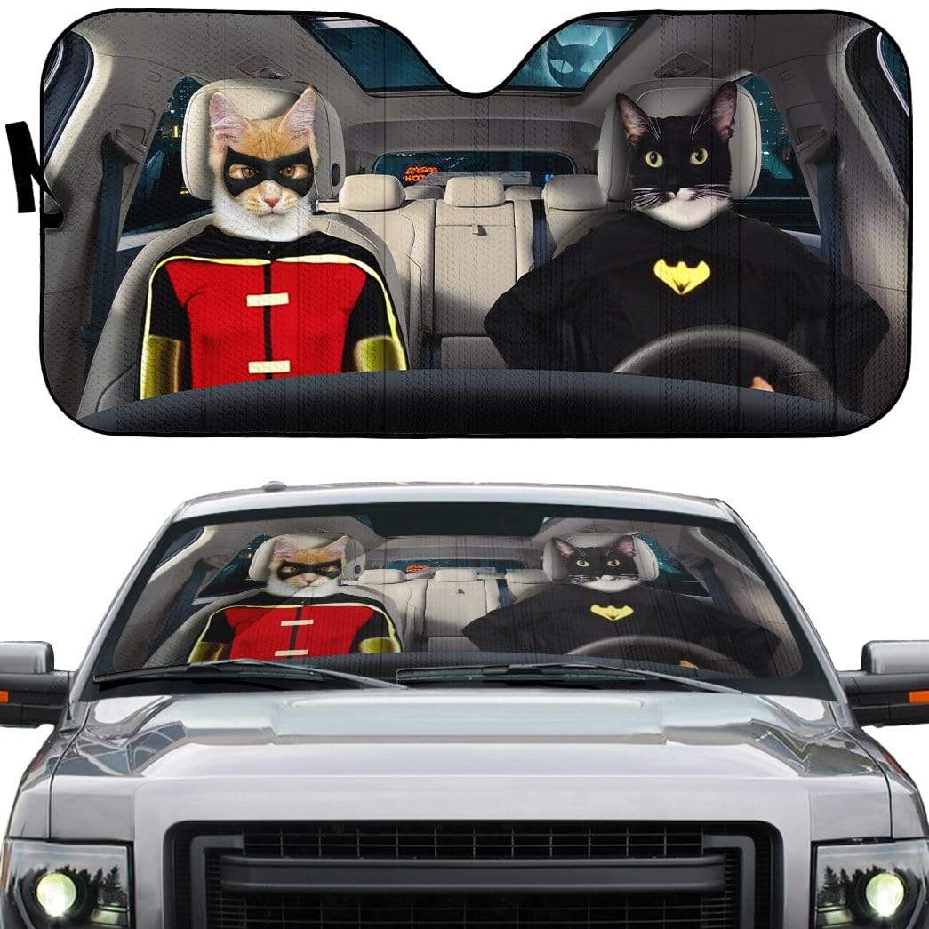 Gearhumans 3D Batman and Robin Custom Car Auto Sunshade