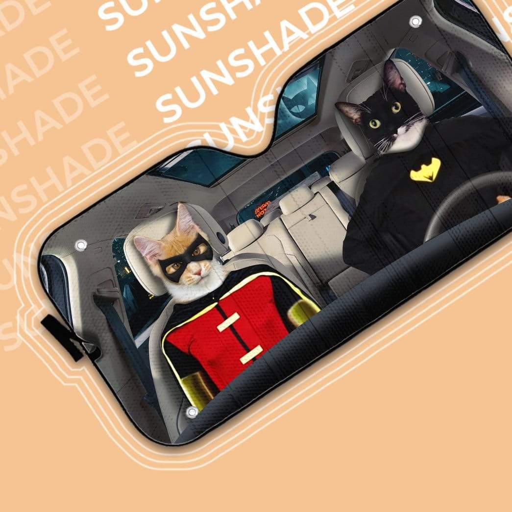 Gearhumans 3D Batman and Robin Custom Car Auto Sunshade