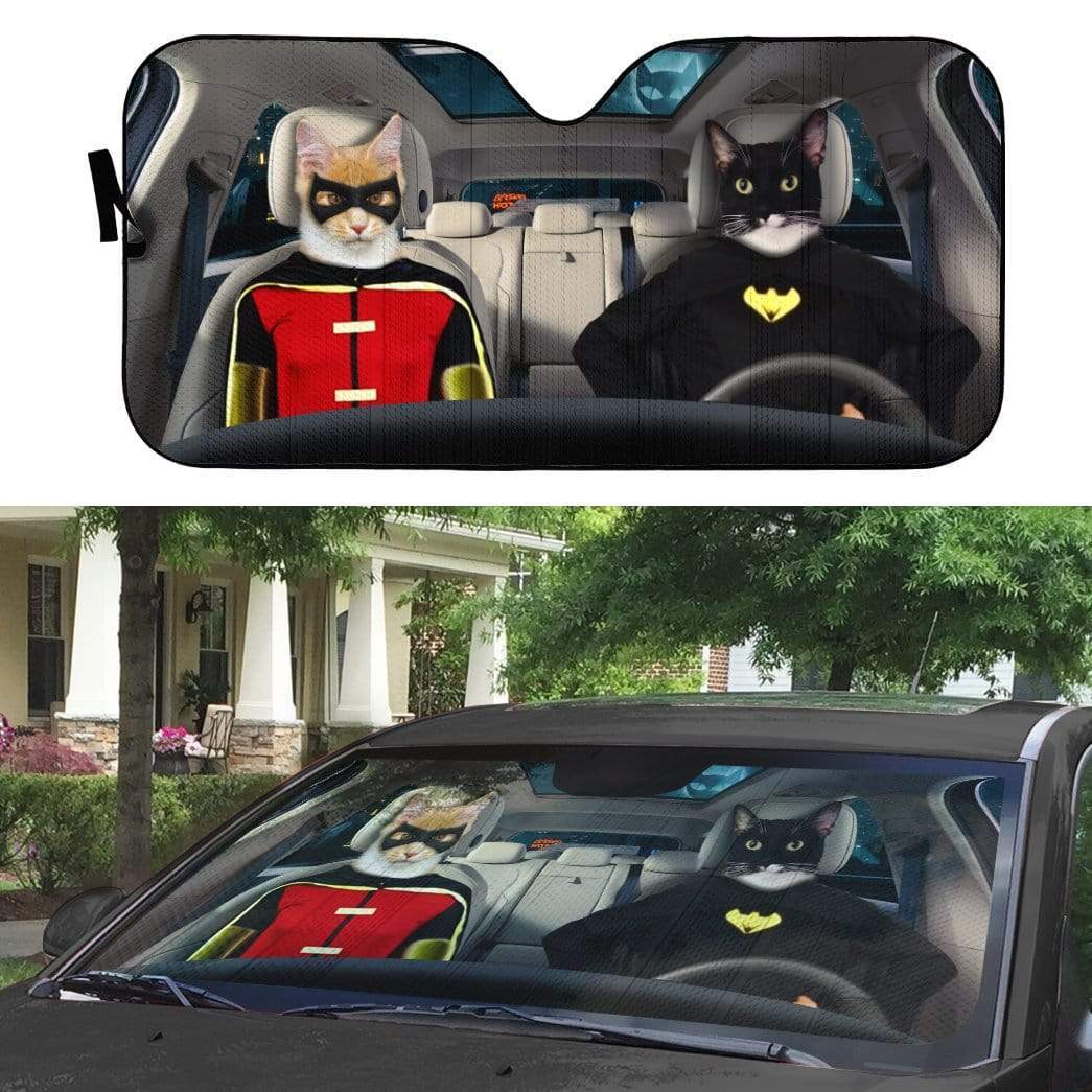 Gearhumans 3D Batman and Robin Custom Car Auto Sunshade
