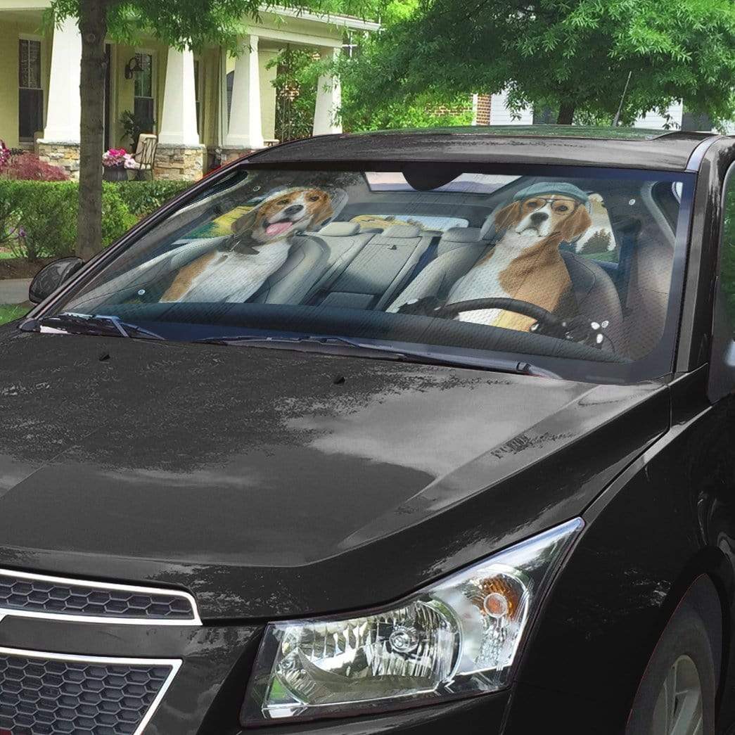 Gearhumans 3D Beagle Dogs Custom Car Auto Sunshade