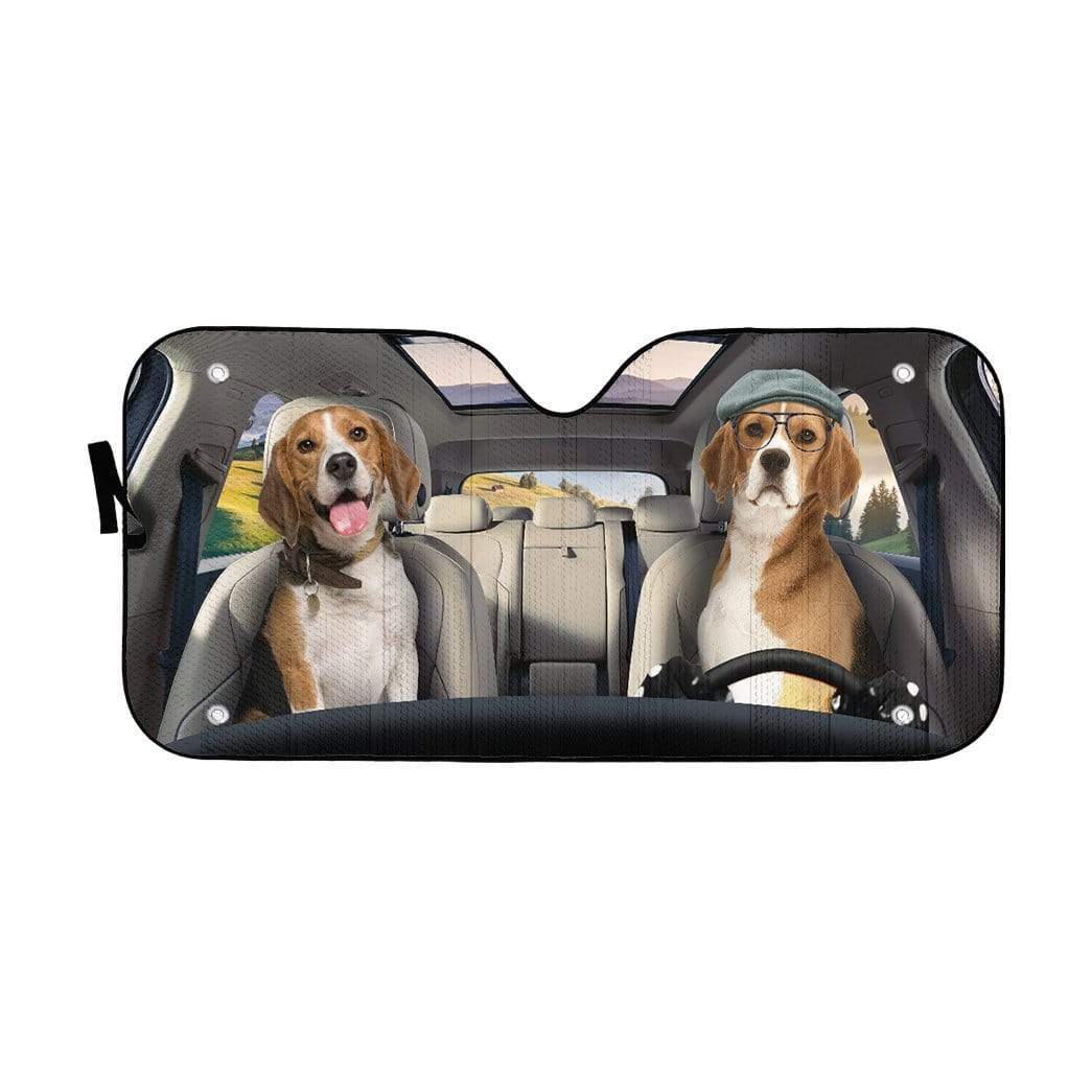 Gearhumans 3D Beagle Dogs Custom Car Auto Sunshade