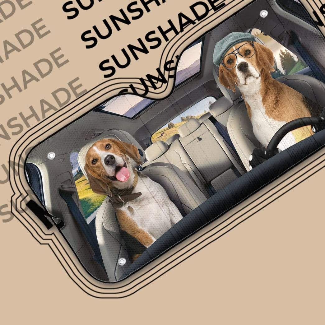 Gearhumans 3D Beagle Dogs Custom Car Auto Sunshade