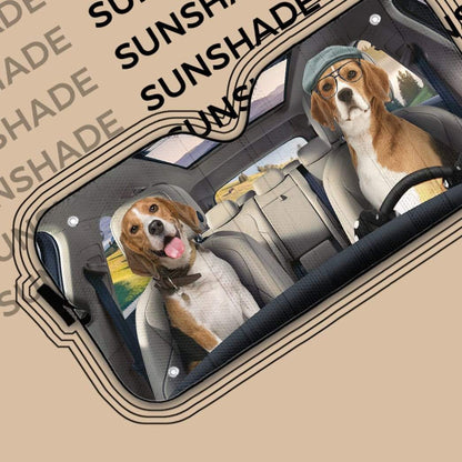Gearhumans 3D Beagle Dogs Custom Car Auto Sunshade