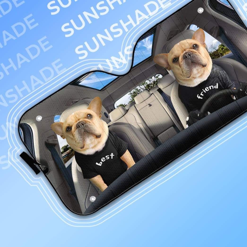 Gearhumans 3D Best Friend Bulldogs Custom Car Auto Sunshade
