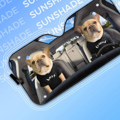 Gearhumans 3D Best Friend Bulldogs Custom Car Auto Sunshade