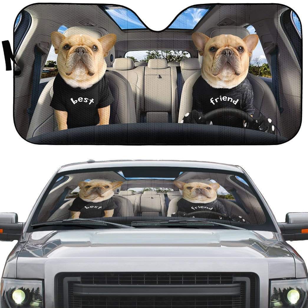 Gearhumans 3D Best Friend Bulldogs Custom Car Auto Sunshade