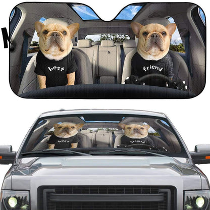 Gearhumans 3D Best Friend Bulldogs Custom Car Auto Sunshade