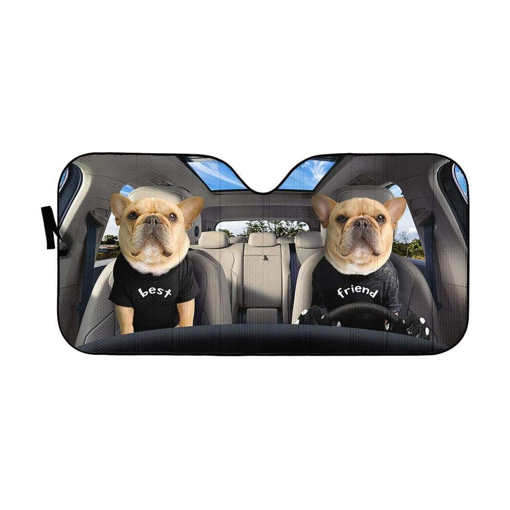 Gearhumans 3D Best Friend Bulldogs Custom Car Auto Sunshade