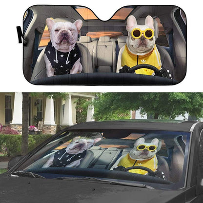 Gearhumans 3D Best Friend Forever Bulldogs Custom Car Auto Sunshade