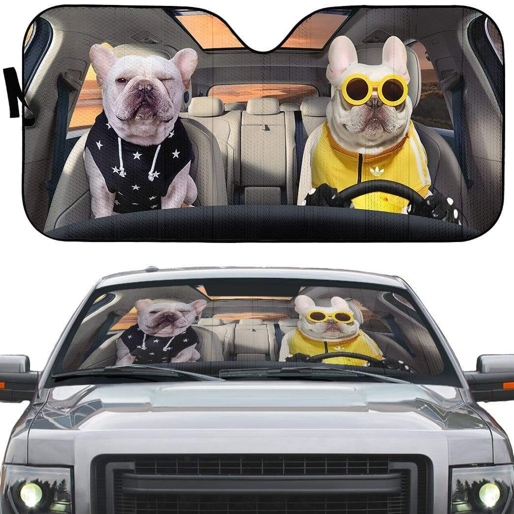 Gearhumans 3D Best Friend Forever Bulldogs Custom Car Auto Sunshade