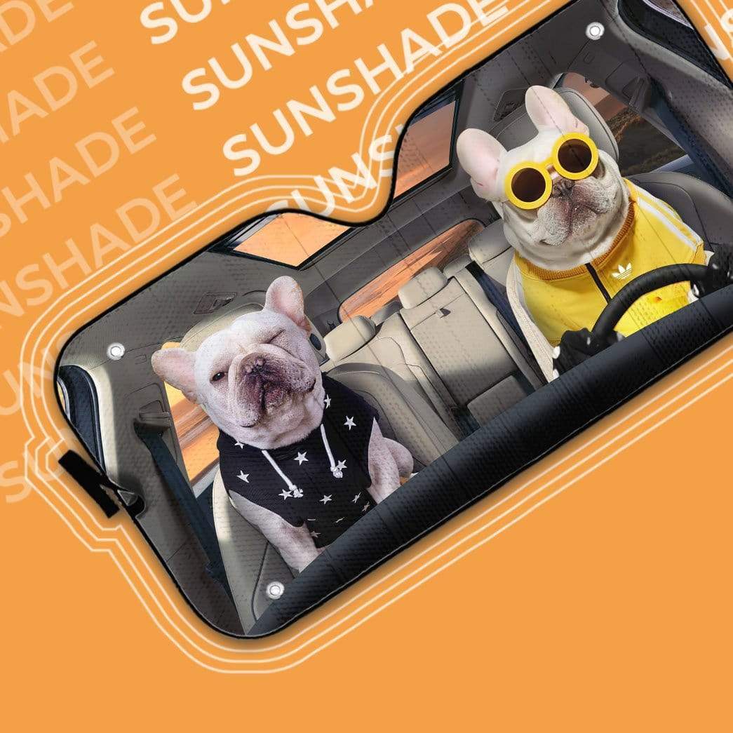 Gearhumans 3D Best Friend Forever Bulldogs Custom Car Auto Sunshade
