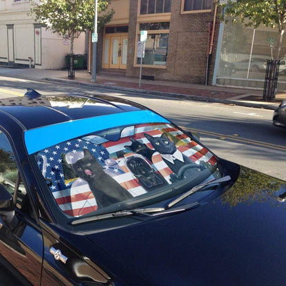 Gearhumans 3D Black Cat Family America Custom Car Auto Sunshade