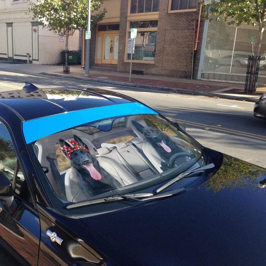 Gearhumans 3D Black German Shepherd Dog Custom Car Auto Sunshade