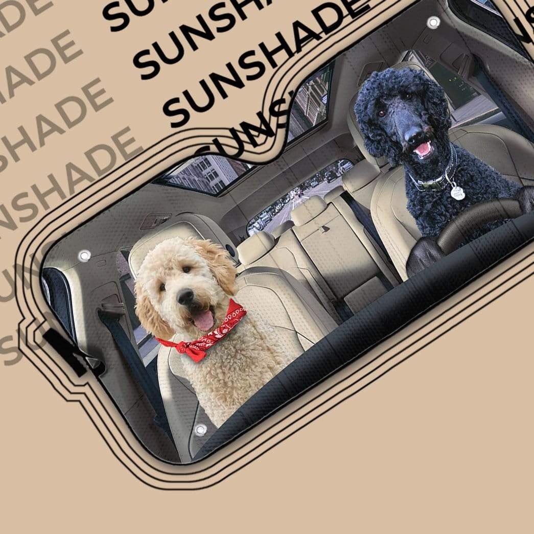 Gearhumans 3D Black Poodle And Goldendoodle Custom Car Auto Sunshade