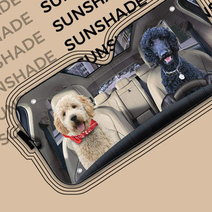 Gearhumans 3D Black Poodle And Goldendoodle Custom Car Auto Sunshade