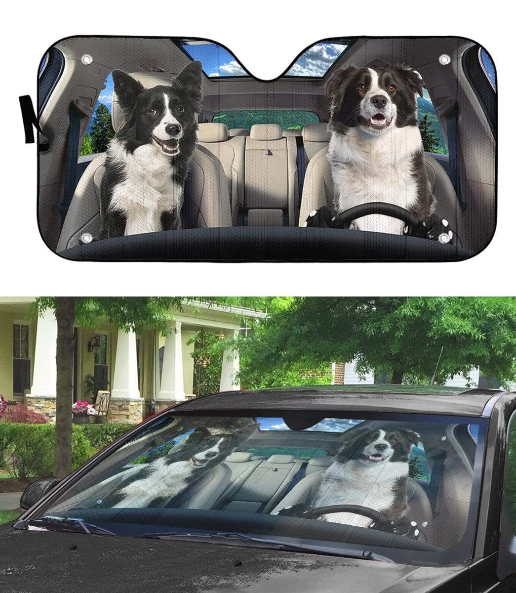 Gearhumans 3D Border Collie Custom Sunshade