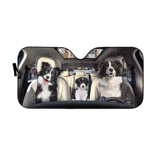 Gearhumans 3D Border Collie Puppy Custom Car Auto Sunshade