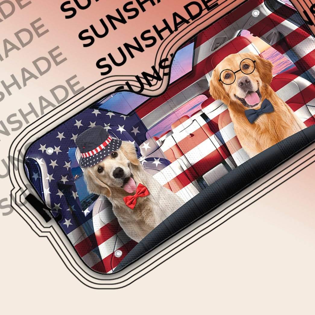 Gearhumans 3D Brother Of Retriever on Indepedence Day Custom Car Auto Sunshade