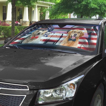 Gearhumans 3D Brother Of Retriever on Indepedence Day Custom Car Auto Sunshade