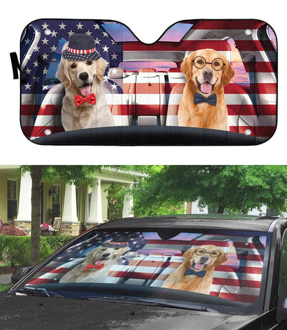 Gearhumans 3D Brother Of Retriever on Indepedence Day Custom Car Auto Sunshade