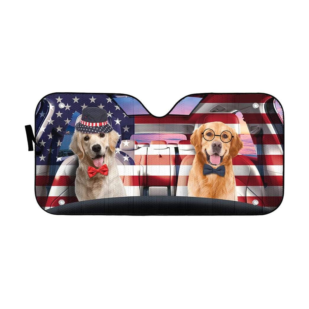 Gearhumans 3D Brother Of Retriever on Indepedence Day Custom Car Auto Sunshade