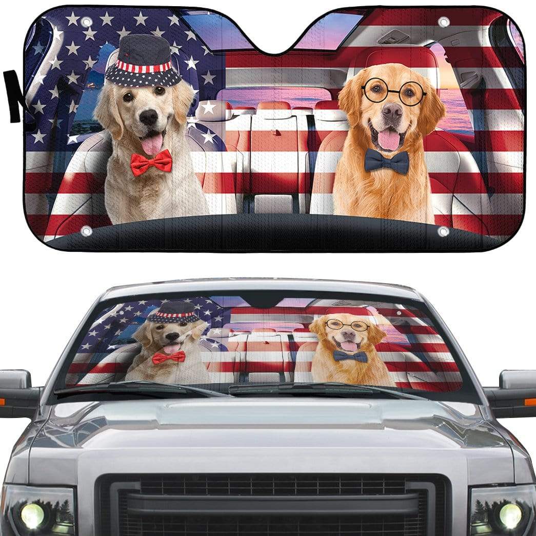 Gearhumans 3D Brother Of Retriever on Indepedence Day Custom Car Auto Sunshade