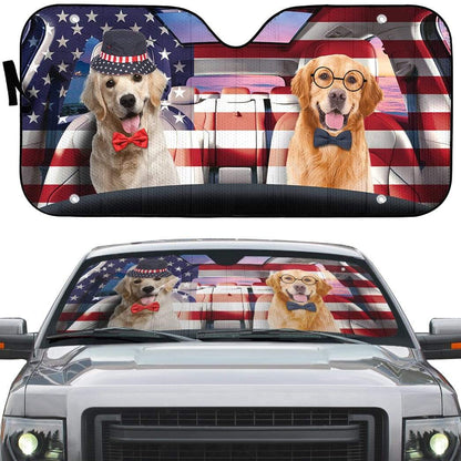 Gearhumans 3D Brother Of Retriever on Indepedence Day Custom Car Auto Sunshade
