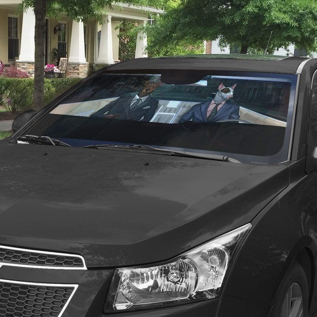Gearhumans 3D Bull Terrier And Doberman Custom Car Auto Sunshade