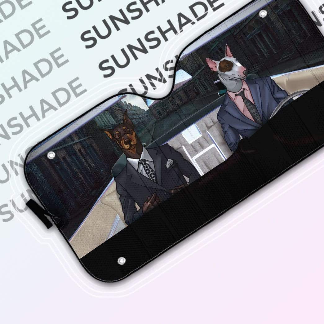 Gearhumans 3D Bull Terrier And Doberman Custom Car Auto Sunshade