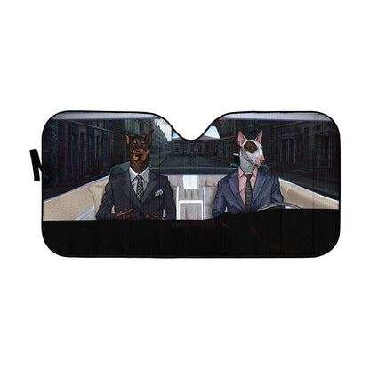Gearhumans 3D Bull Terrier And Doberman Custom Car Auto Sunshade
