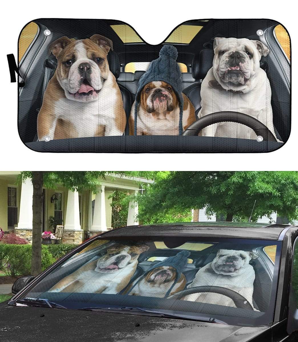 Gearhumans 3D Bulldog Custom Car Auto Sunshade