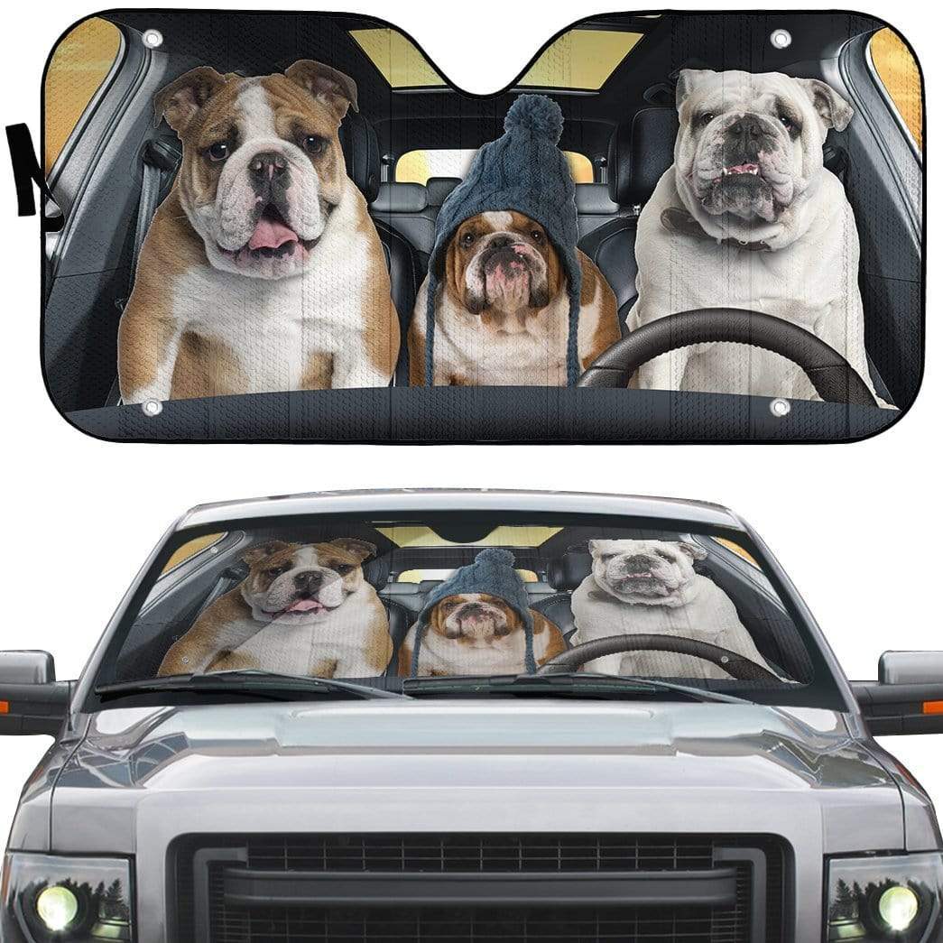 Gearhumans 3D Bulldog Custom Car Auto Sunshade
