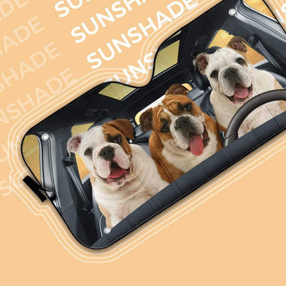 Gearhumans 3D Bulldog Fun Custom Car Auto Sunshade