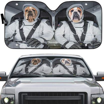 Gearhumans 3D Bulldog Space Shuttle Space Force Custom Car Auto Sunshade