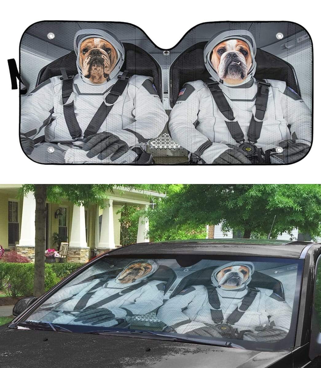 Gearhumans 3D Bulldog Space Shuttle Space Force Custom Car Auto Sunshade
