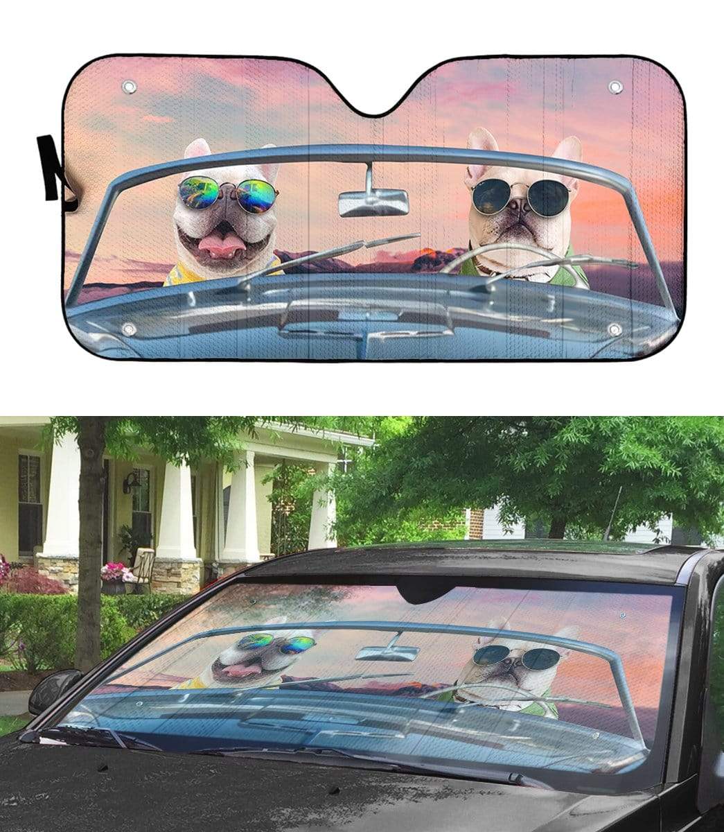 Gearhumans 3D Bulldogs Driving Roadster Custom Car Auto Sunshade